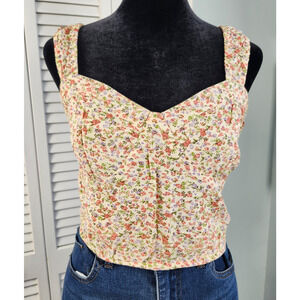 Japna Floral Cropped Tank M Cream Floral Spring